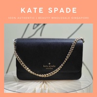 Kate Spade Black Crossbody With Flap And Gold Chain