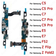 For Samsung Galaxy F52 Z Flip Fold2 C5 C7 C9 Pro E5 E7 Charge Board Usb Connector Charging Port PCB Socket Spare Parts
