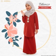 Kebaya Felicia 3.0 Girl Red Brick Kebaya Moden Labuh Kanak Kanak Perempuan Merah Bata Kurung Kid Budak Perempuan