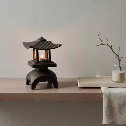 Iron Candlestick Functional Tea Light Holder Outdoor Garden Lantern Candle Stand for Spiritual Altar