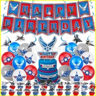 ST2 Cross-border air force aircraft combat Theme kids birthday party decorations banner cake topper 