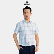 Aristino Men's Shirt Slim Fit form, elegant, masculine white-blue checkered pattern - ASS134AS2