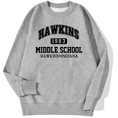 Hawkins 1983 Middle School Printing Men'S Sweatshirts Fashion Casual Hoody Loose Crewneck Pullover A