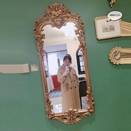 8BWI美式復古全身鏡掛牆法式古典歐式雕花客廳玄關裝飾鏡壁掛穿衣