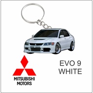 mitsubishi evo 9 white keychain 2d evo putih