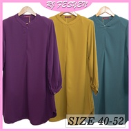 [Size 40-52] GLAMOUR Blouse Labuh Fursan Button Neck Long Sleeve/ Blaus Muslimah Labuh Perempuan Len