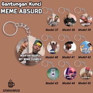 GANTUNGAN BLACK ABSURD MEME KEYCHAIN CUTE ROUND MEME KEYCHAIN GIFT CUSTOM PRINT SEMAUMUG