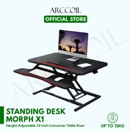 Arccoil Black Height Adjustable 32 inch Standing Desk Converter, Sit Stand Dual Monitor and Laptop Riser Workstation