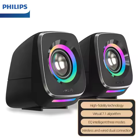 Philips SPA710 Speakers Dynamic Bass 57mm Drivers Dual Radiators 3.5mm AUX RGB Light Gameing Speaker