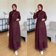 Gamis Mewah Lebaran Mahira Dres BC Velvet Mix Brukat Plus Tille M L XL XXL 3XL Dress Brokat Viral Me