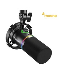 Maono Pd200x Xlr/usb Rgb 动态话筒与软件、静音按钮、耳机插孔、增益旋钮、音量控制,适用于流媒体、游戏、录音、配音、播客