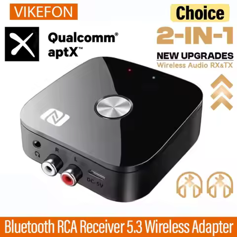 VIKEFON 2 in 1 aptX Bluetooth Audio Receiver 3.5MM AUX RCA Hifi Stereo Music aptX-Adaptive/HD/LL Mul