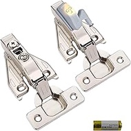 2PCS Overlay Cabinet Hinges,Full Overlay Soft Close Kitchen Cabinet Hinges for Frameless Cabinet,105 Degree Frameless Concealed Cabinet Door Hinge,Clip On Plate Cabinet Hardware,Nickel Plated Finish