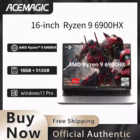 ACEMAGIC 16 Inch Laptop Gaming AMD Ryzen 9 6900HX Processor 16GB LPDDR5 RAM 512GB SSD IPS Display Wi