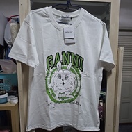 Ganni Graphic Bunny Jersey T-shirt 2026 Size S Chest 38" Length 26" Organic Cotton Rabbit Pattern On