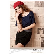 🛒 READY STOCK 🛒  81107 Button bat sleeve round neck dress