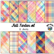 12 Sheets 8x8 Fall Tartan Print by byte studio | Premium Paper Craft Junk Journal Stationery