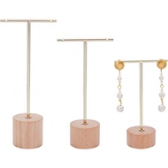 3Pcs Gold Metal T Bar Earring Display Stand Jewelry Display Stand