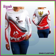 Aisaah - Kaos T-Shrt Pria/Wanita 17 Agustus - Baju Hut Ri Ke 77 Merah