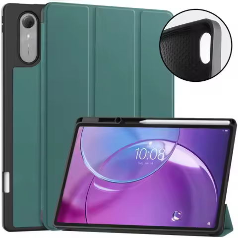 Three-fold TPU Pen Slot Case Auto Sleep Wake Shockproof Cover For Lenovo Idea Tab Pro Gen 2/Xiaoxin 