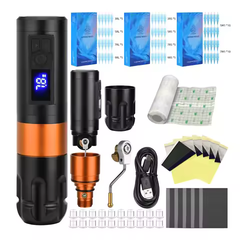 Wireless Rotary Tattoo Machine Pen Kit 3RL 5RL 7RL 9RL 3RS 5RS 7RS 9RS 5M1 7M1 Cartridge Needles Pro