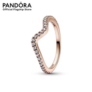 Pandora Rose Wave 14k rose gold-plated ring with clear cubic zirconia เครื่องประดับ แหวน แหวนโรสโกลด์ สีโรสโกลด์ แหวนสีโรสโกลด์ แหวนแพนดอร่า แพนดอร่า