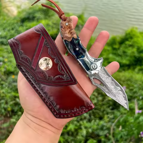 FORESAIL Handmade folding Knife Japan VG 10 Damascus Steel Pocket Knife Field Survival Outdoor Campi