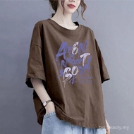 Pure Cotton XL-XM5XL Summer T-Shirt | Slenderizing Design for Curvy Women