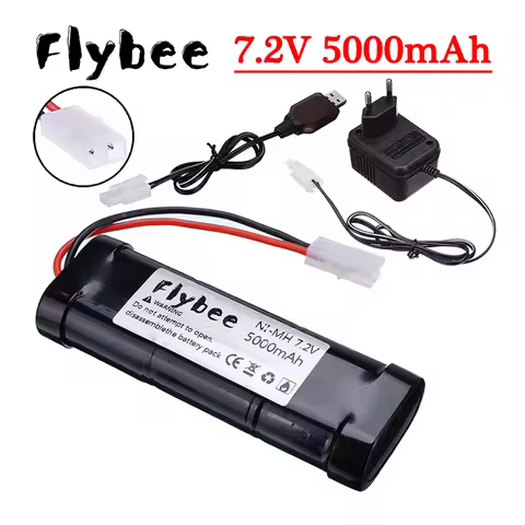 7.2V 5000mAh Ni-MH Rechargeable Batteries with Tamiya Discharge Connector Kep-2p Plug for RC Racing 