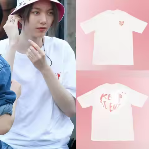 2025 The Secret of Us LingOrm Orm Kornnaphat Same T-shirt, Heart-shaped Short Sleeved Fashionable Pu
