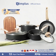 Simplus 24cm Fry Pan/24cm Soup Pot/28cm Wok/18cm Sauce Pot U.S. XYLAN Non Stick Coating Cookware Set