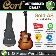 Cort Gold-A8 Auditorium Cutaway Torrefied Solid Sitka Spruce Acoustic Guitar with Bag Light Burst (G