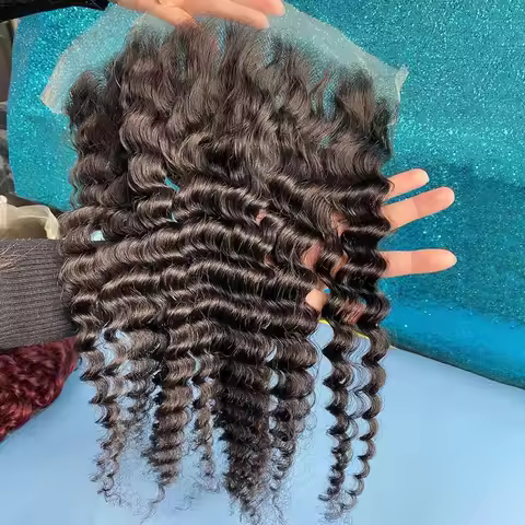 4 By 4 Lace Closure Peruvian Deep Wave Frontal Human Hair 13 By 4 Frontal Natural Color Remy Hair Sw