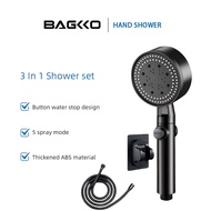 BAGKKO 5 Mode Premium Black Shower Head Premium Hand Shower Set
