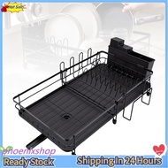 phoenixshop Large Dish Drying Rack Carbon Steel Drainer for Kitchen Counter Extendable Length in 30c