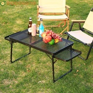 AELEGANT Metal Mesh Grill Table, Foldable Aluminum Outdoor Collapsible Garden Desk, Wing Panels Black Portable Sturdy Picnic Folding Camping Table Traveling
