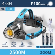 <ZU shop> ไฟหน้าสว่างพิเศษ XHP100 K808ฉลามยิ้มของแท้ไฟฉายไฟชาร์จusb กันน้ำได้ไฟฉายคาดหัวไฟซูมได้กลาง