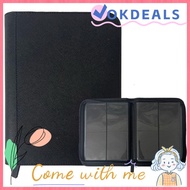 OKDEAL 4 Pocket Card Binder, PU Cover Side-Loading Trading Card Holder Book, High Quality Zipper Clo