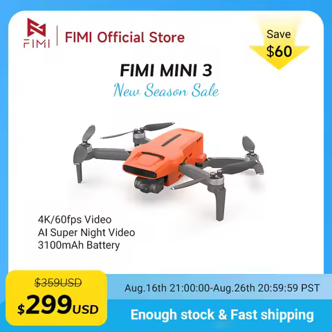 FIMI MINI 3 New Drone 4K 60fps AI Super Night Video 9km Range 3-axis Gimbal 249g Ultralight Design S