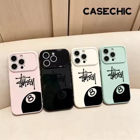 8-Ball S-Stussy Graffiti Vibe Phone Case for iPhone17 16 15 13 12 11 pro max 14 plus Cute Heart Side