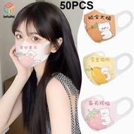 [pantorastar] 50PCS Adult Cartoon Printed 3D Face Mask Wide Earloop 3ply Non-woven Protection Anti-dust Comfortable Breathable Reusable Washable Face Mask