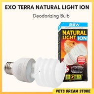 EXO TERRA IONIC COMPACT LAMP REPTILE LIGHT BULB 25W REDUCE ODOR UVA NATURAL LIGHT ION DEODORIZING BU