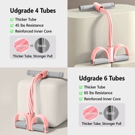 Upgraded Thickened Tubes, 45lbs/65lbs Resistance – 4/6 Tube Pedal Rope Resistance Band for Sit Up Ex