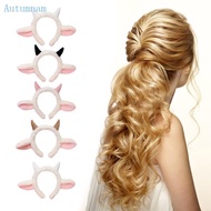 AUTU Plush Sheep Ear Headband Cartoon Horns Hairhoop Kids Cosplay Costume Headwear