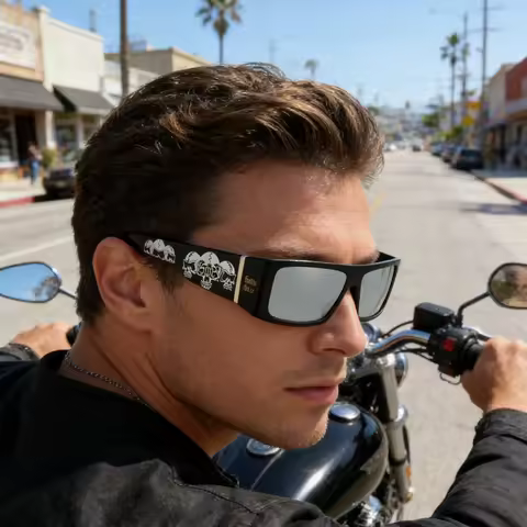 GCOTX West Coast Polarized Sunglasses Chicano Hip Hop Biker Style for Summer Driving