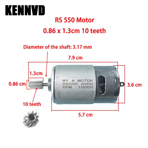 10T RS550 570 12V 24V 10 Teeth Children's Electric Ride on Toys Car Vehicle High-Speed DC Motor Engi