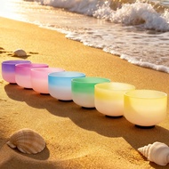 Hye-eun 10 Inch 440hz/432hz Rainbow Frosted Quartz Crystal Singing Bowl for Sound Healing Musical In