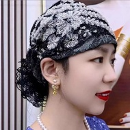 Mũ Thời Trang Mới Kết Hợp Đuôi Phượng Lụa Ren Trùm Đầu Thời Trang Cho Mẹ Che Giấu Tóc Trắng Mùa Hè 2