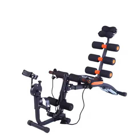 6-in-1 Multifunctional Home Abdominal Trainer with Resistance Bands and Pedals Foldable Sit-up Bench