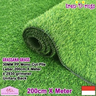 Tren-D-rugs Karpet rumput sintetis palsu synthetic artificial grass meteran tinggi 30 mm tebal lebar